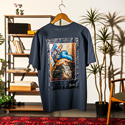 FENDER® Alice in Wonderland Loose Lacivert T-Shirt